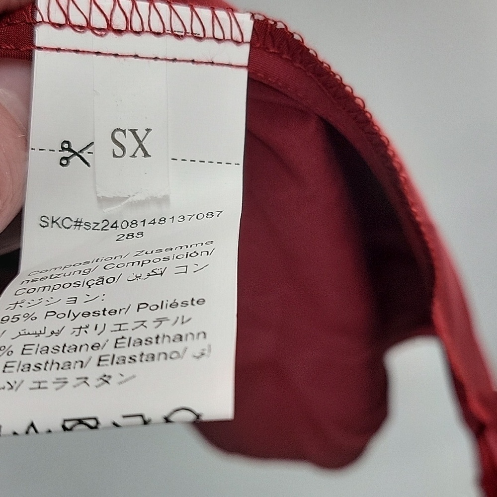 Burgundy Asymmetrical Hi Low Skirt With Lace Detail - Picture 8 of 16